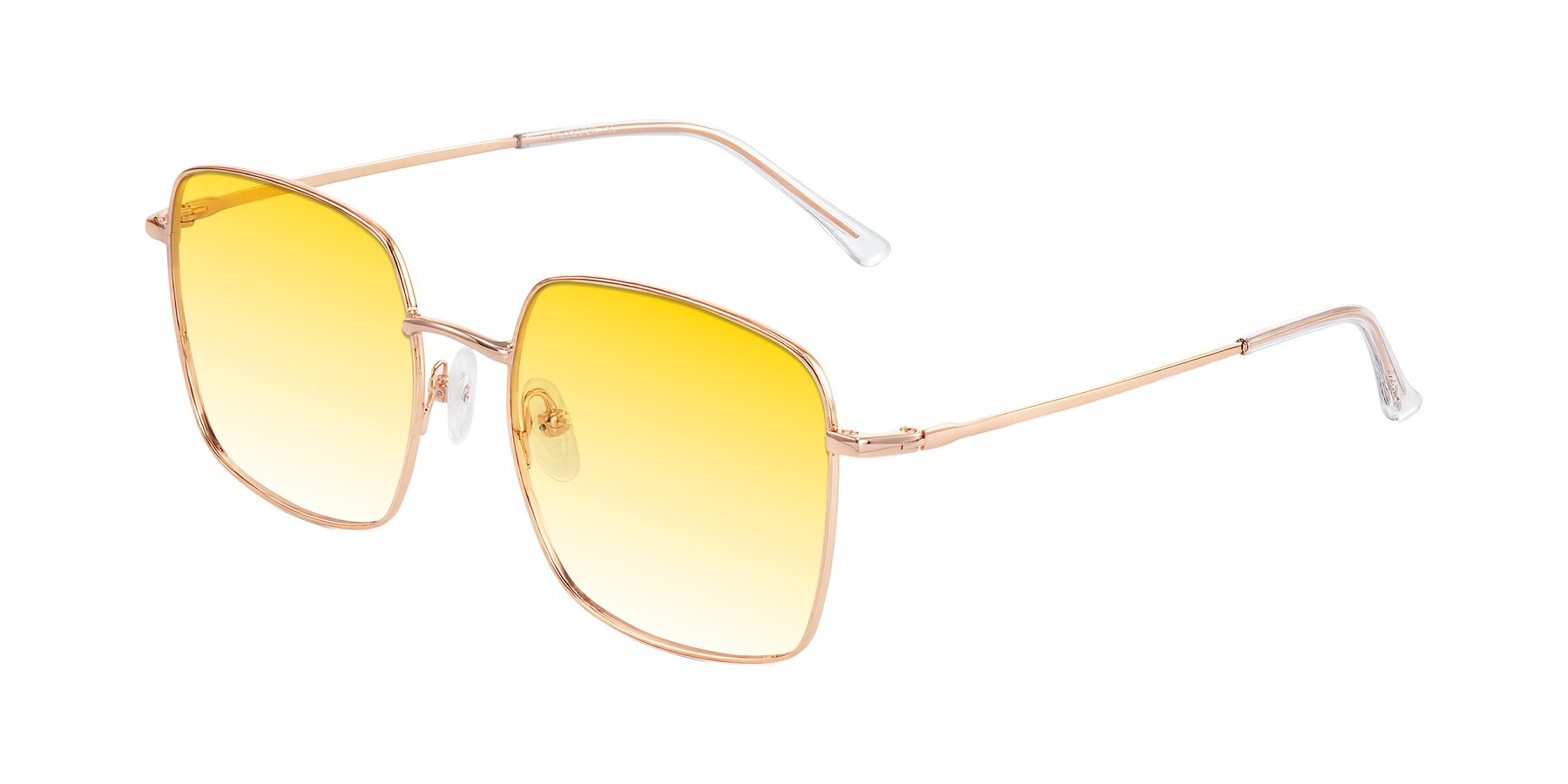 Angle of Billie in Rose Gold with Yellow Gradient Lenses