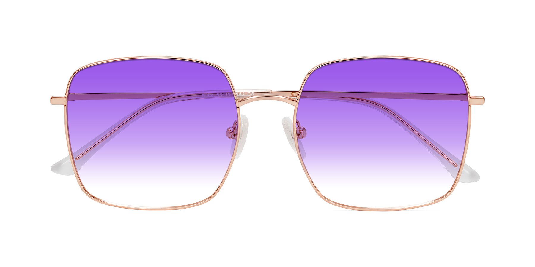 Folded Front of Billie in Rose Gold with Purple Gradient Lenses