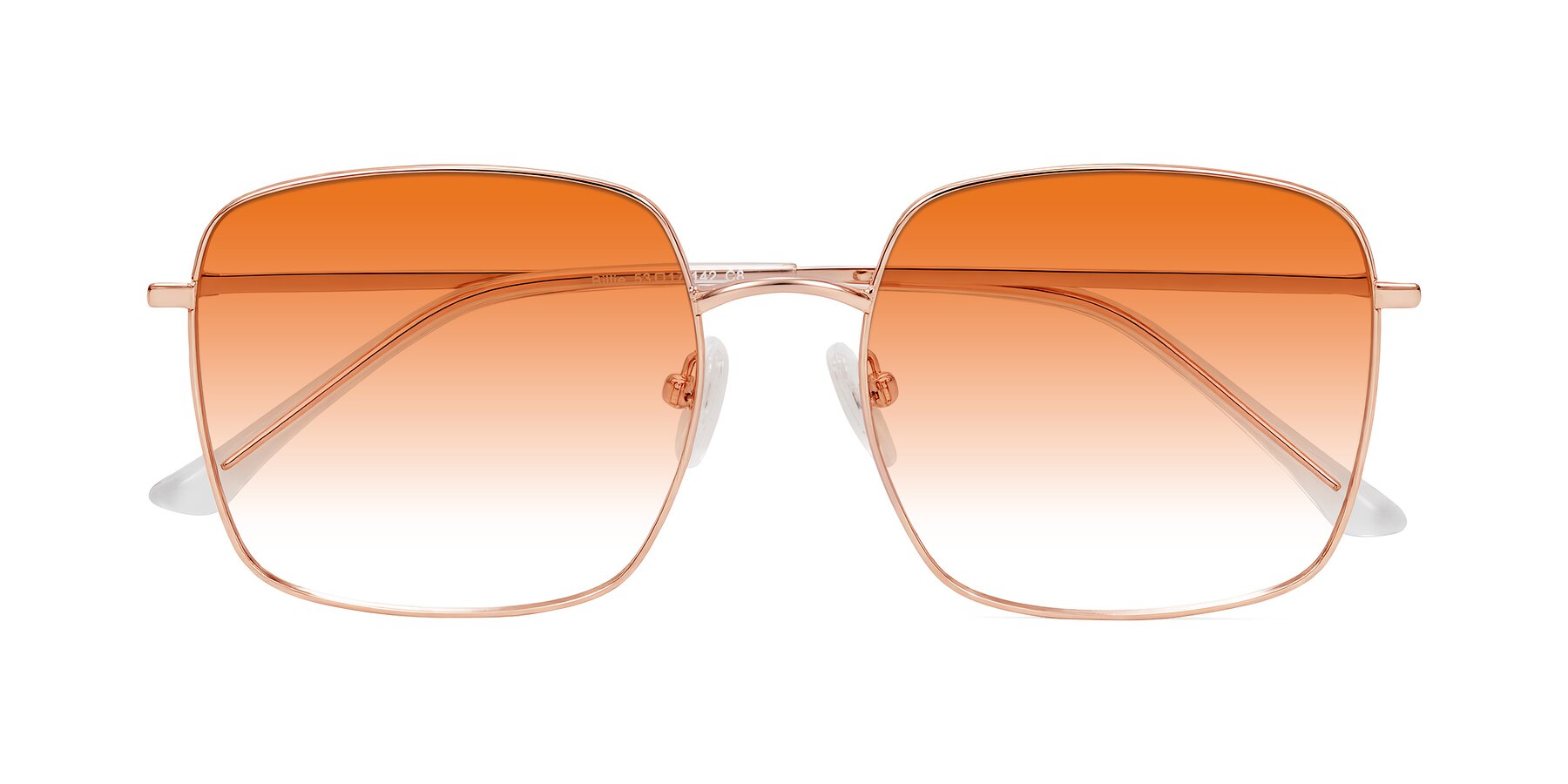 Folded Front of Billie in Rose Gold with Orange Gradient Lenses