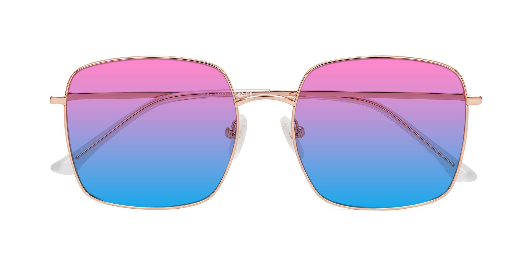 Folded Front of Billie in Rose Gold with Pink / Blue Gradient Lenses