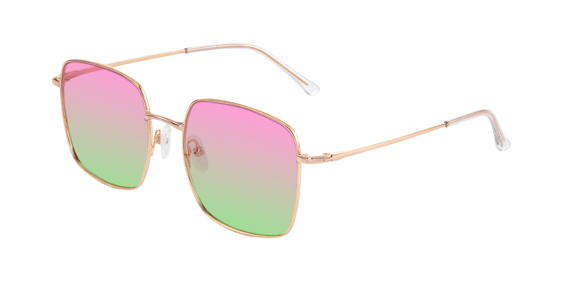 Angle of Billie in Rose Gold with Pink / Green Gradient Lenses