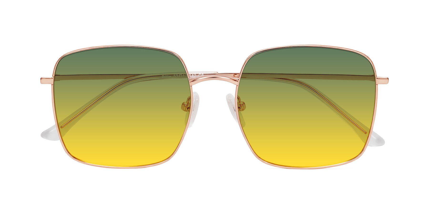 Folded Front of Billie in Rose Gold with Green / Yellow Gradient Lenses