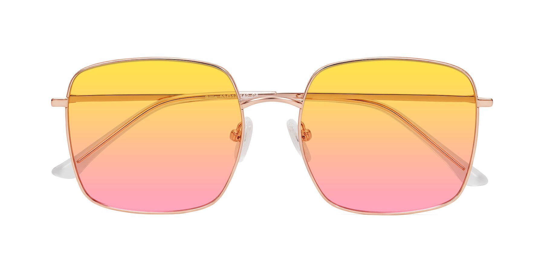 Folded Front of Billie in Rose Gold with Yellow / Pink Gradient Lenses