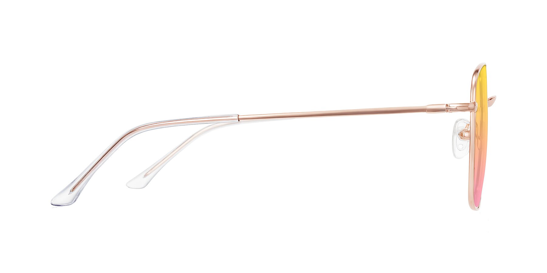 Side of Billie in Rose Gold with Yellow / Pink Gradient Lenses