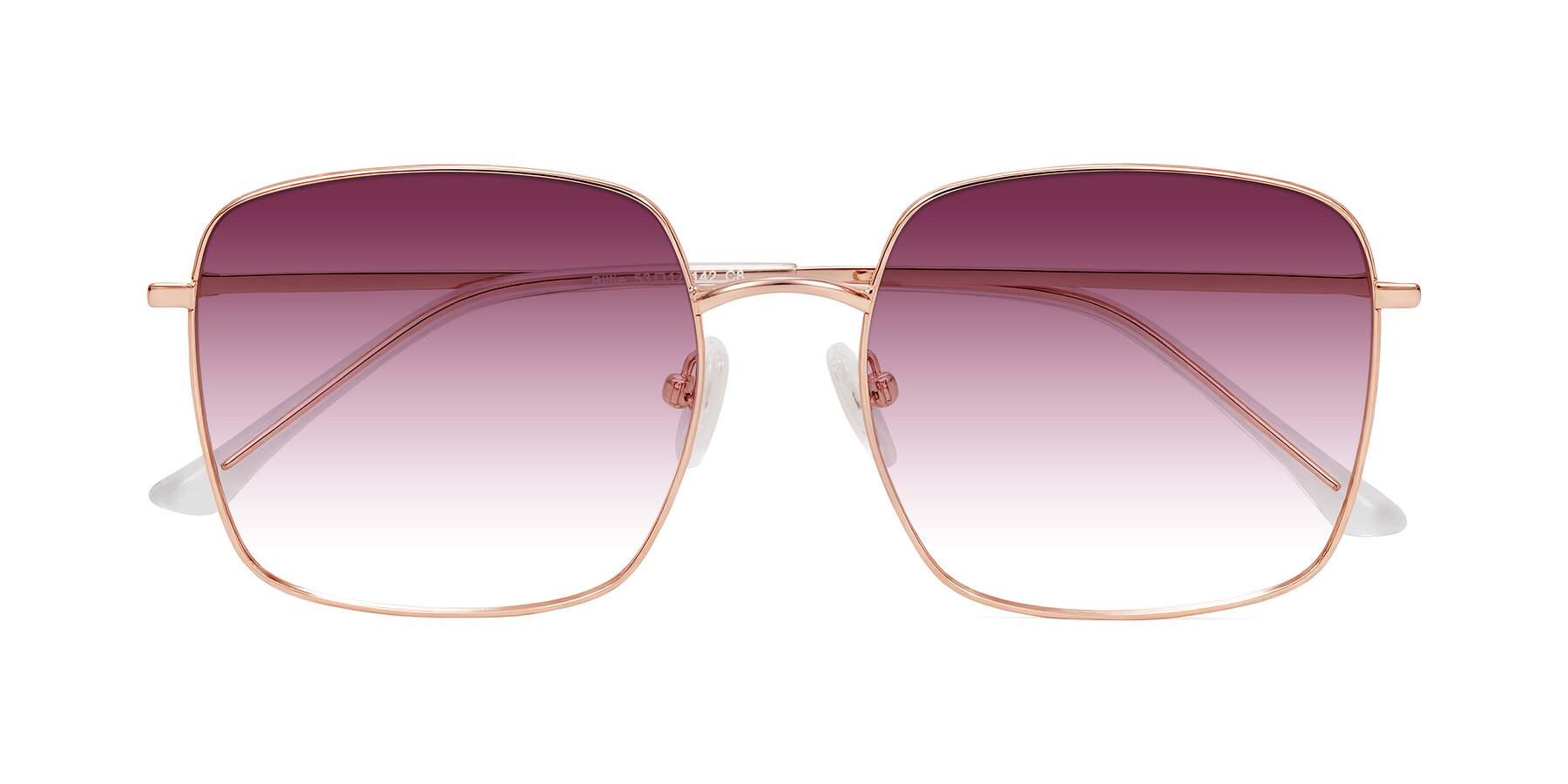 Folded Front of Billie in Rose Gold with Wine Gradient Lenses