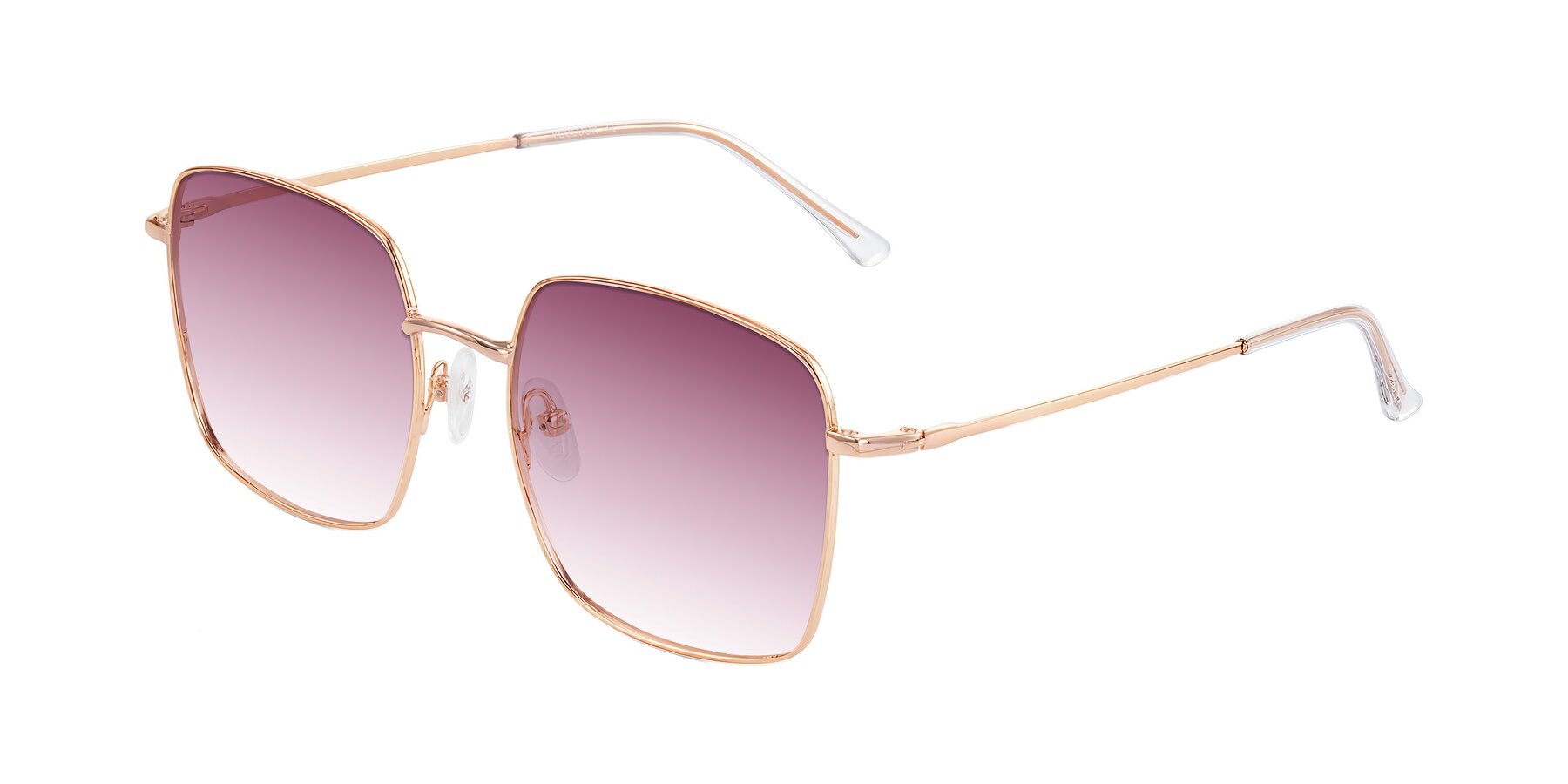 Angle of Billie in Rose Gold with Wine Gradient Lenses