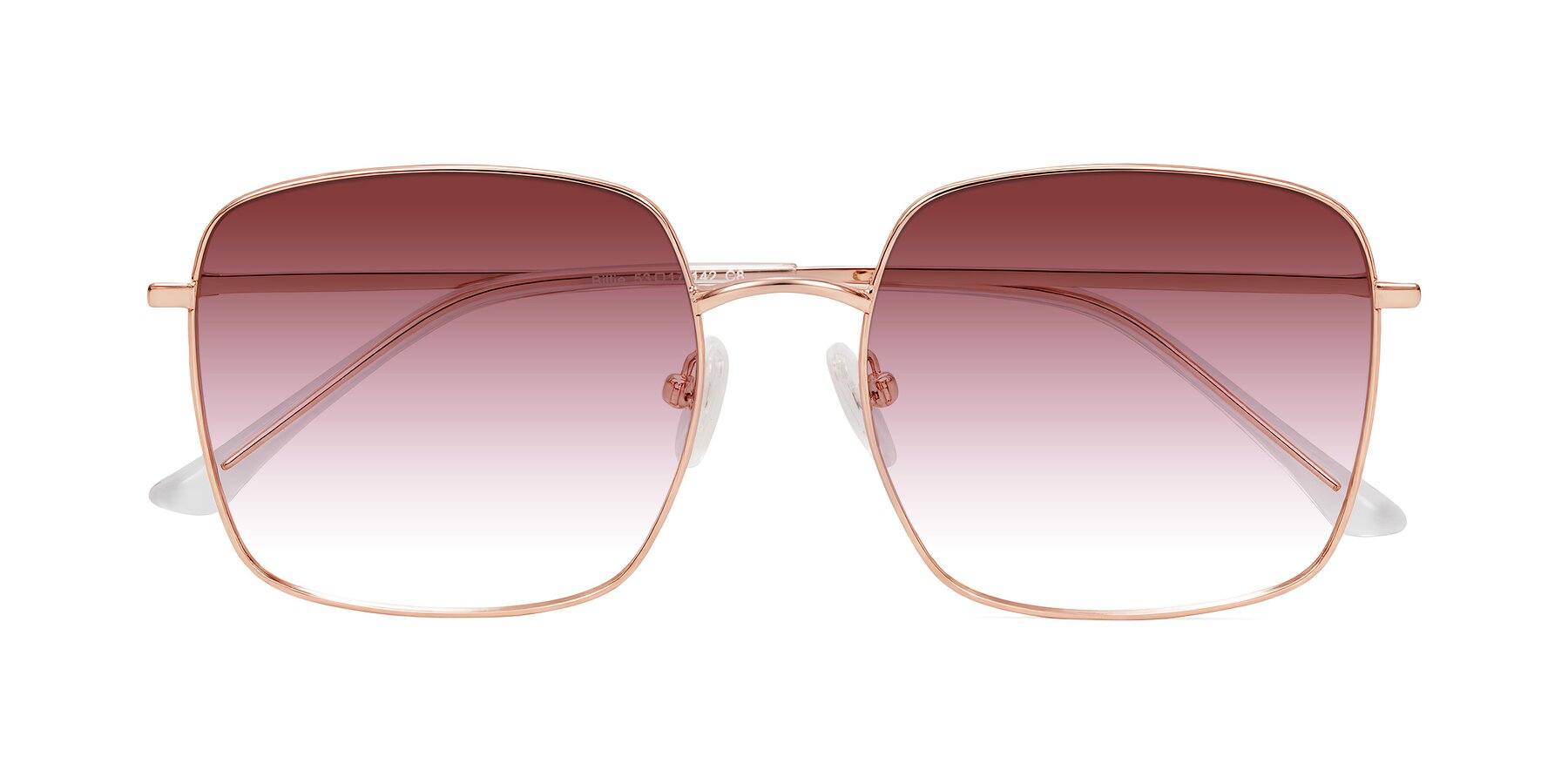 Folded Front of Billie in Rose Gold with Garnet Gradient Lenses
