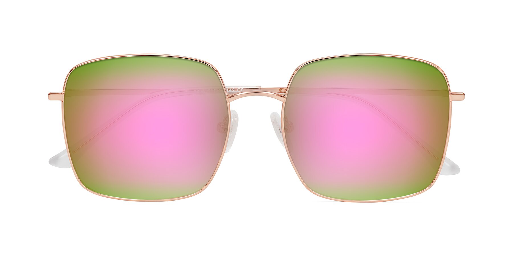 Folded Front of Billie in Rose Gold with Pink Mirrored Lenses