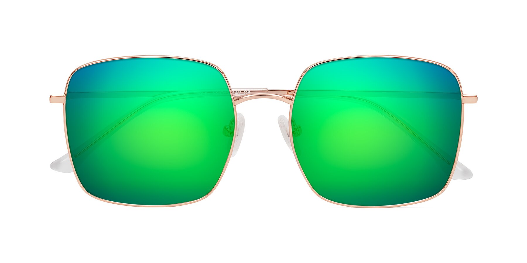 Folded Front of Billie in Rose Gold with Green Mirrored Lenses