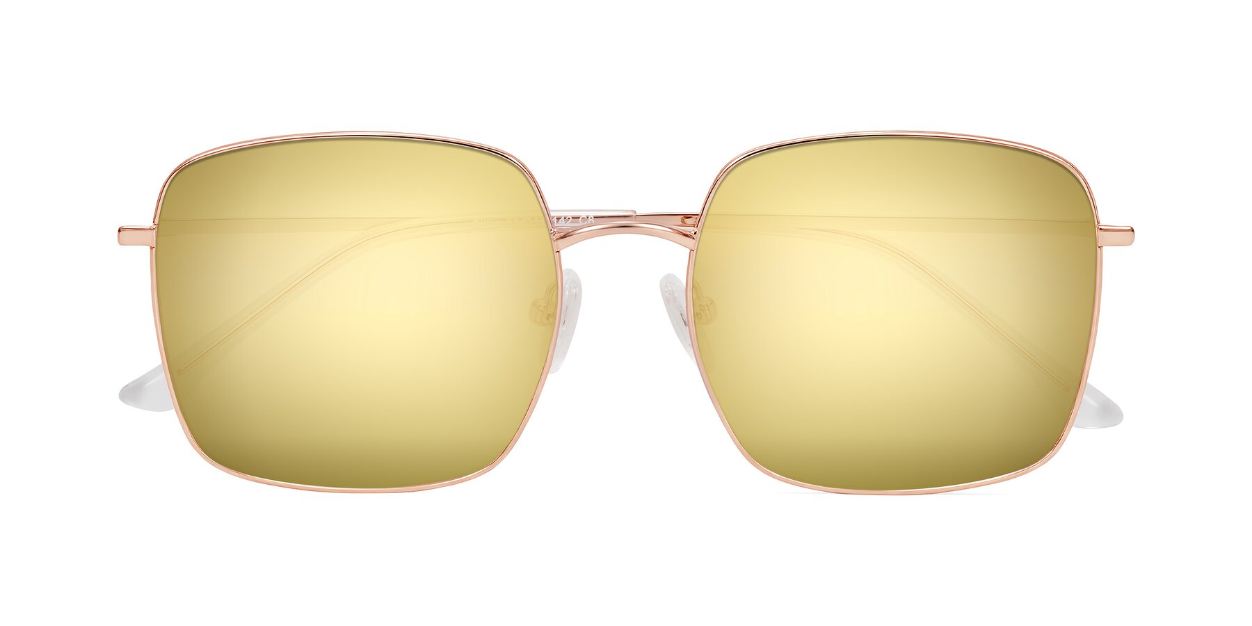 Folded Front of Billie in Rose Gold with Gold Mirrored Lenses