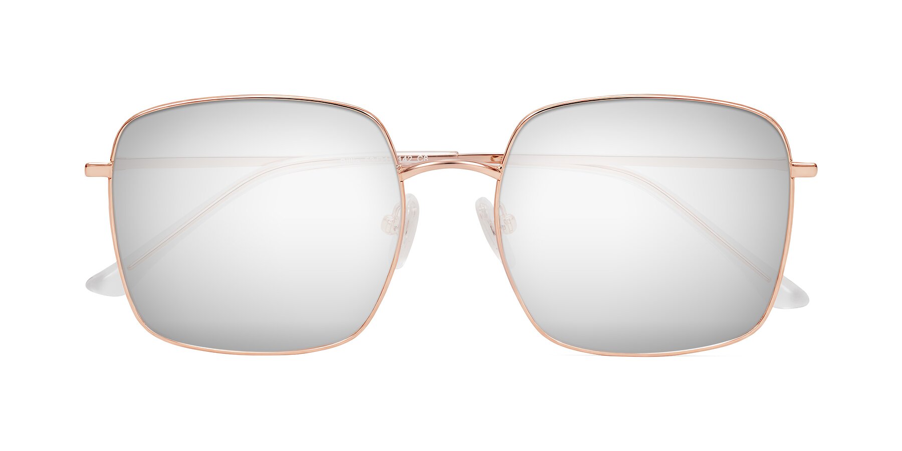 Folded Front of Billie in Rose Gold with Silver Mirrored Lenses