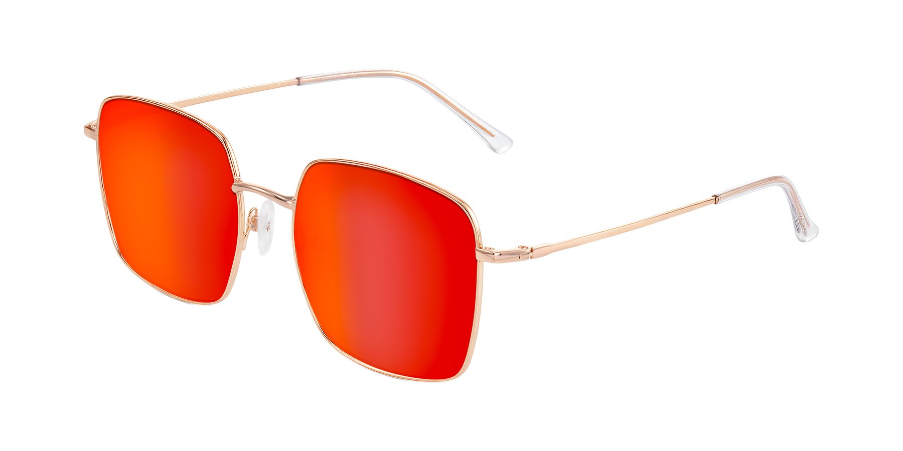 Angle of Billie in Rose Gold with Red Gold Mirrored Lenses