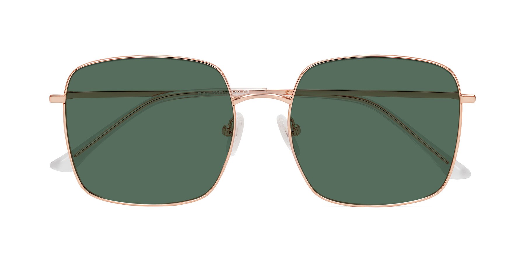 Folded Front of Billie in Rose Gold with Green Polarized Lenses