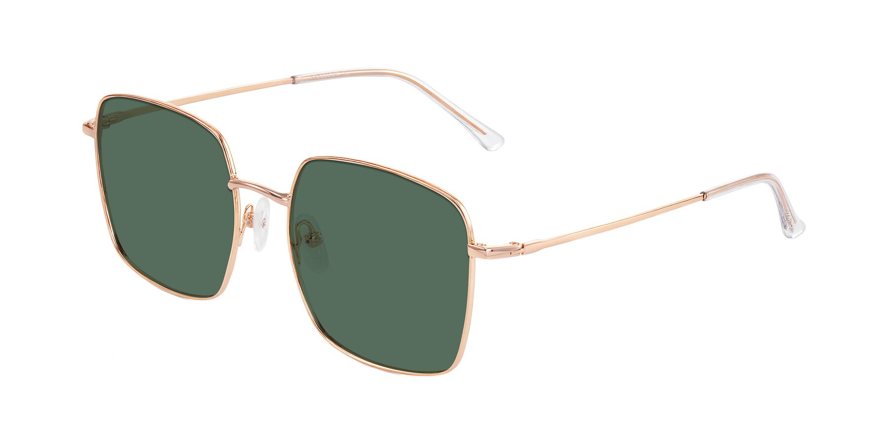 Angle of Billie in Rose Gold with Green Polarized Lenses