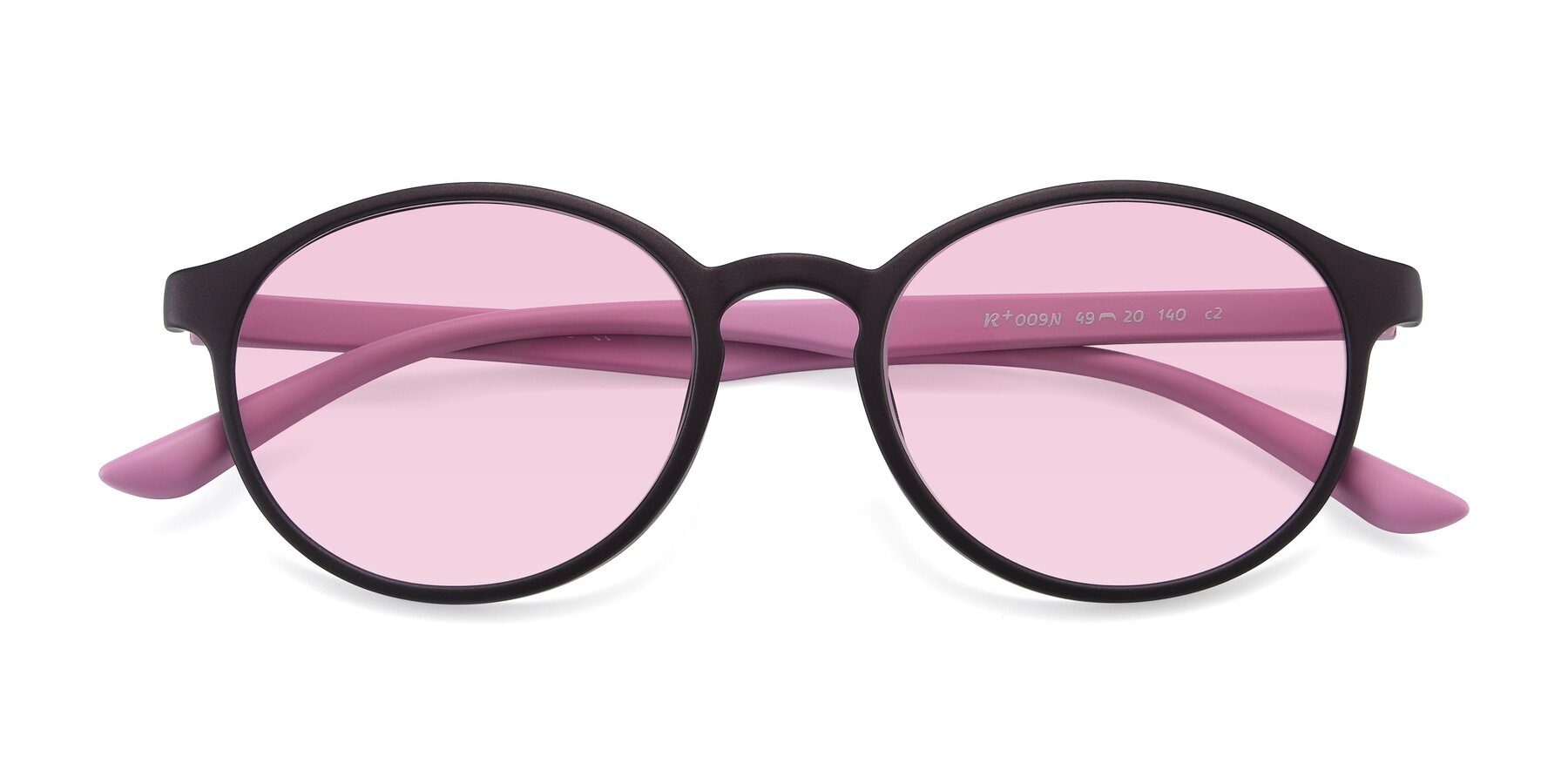 Folded Front of R+009N in Matte Coffee-Pink with Light Pink Tinted Lenses