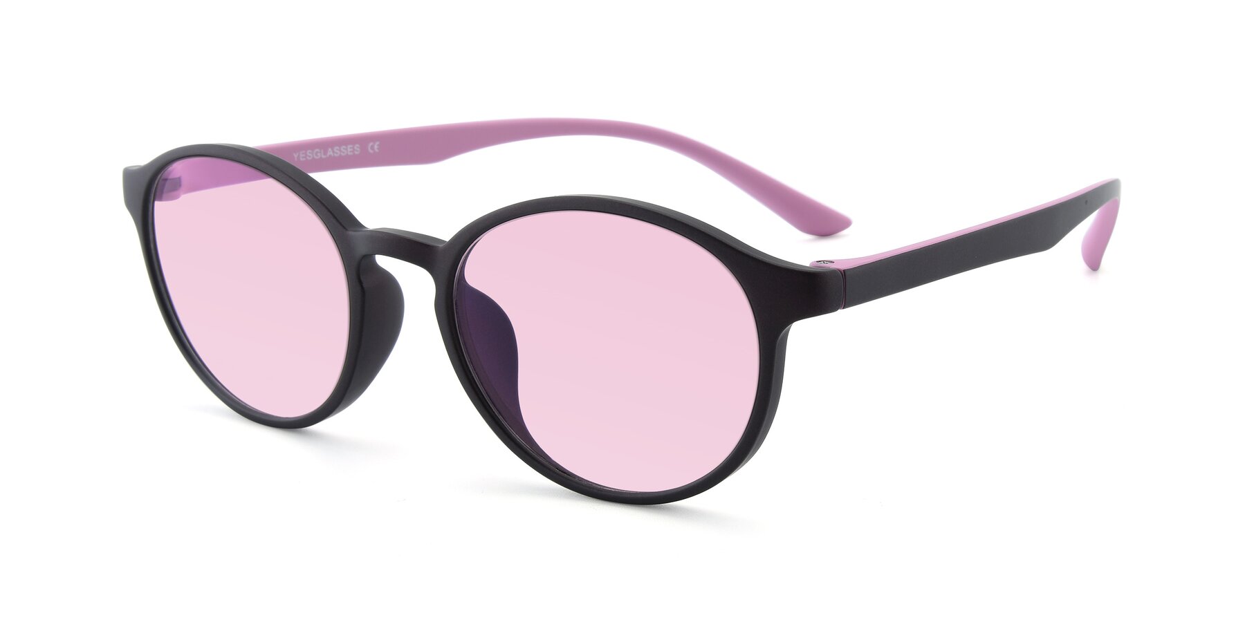 Angle of R+009N in Matte Coffee-Pink with Light Pink Tinted Lenses