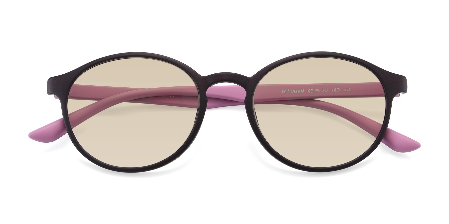 Folded Front of R+009N in Matte Coffee-Pink with Light Brown Tinted Lenses