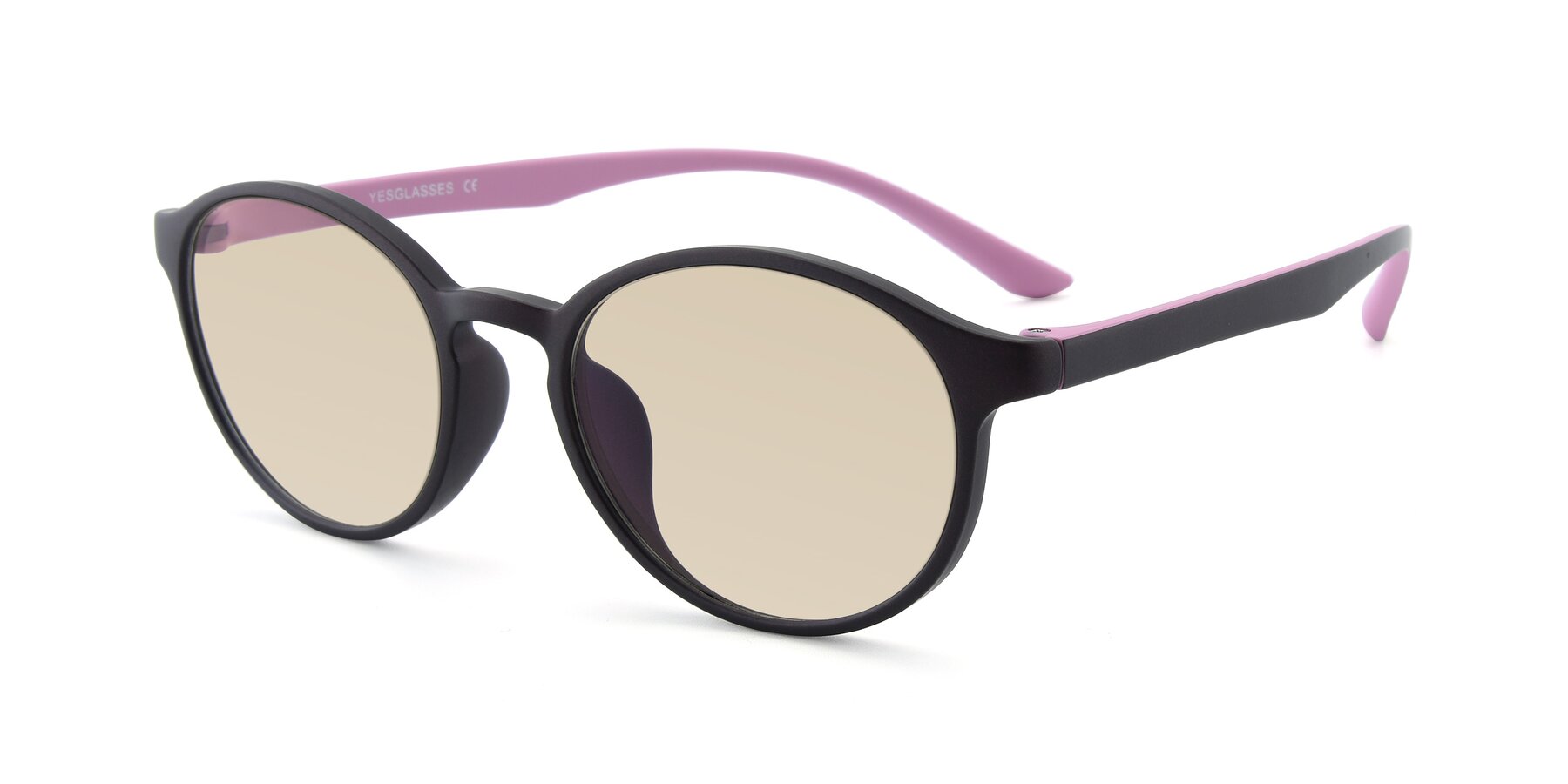 Angle of R+009N in Matte Coffee-Pink with Light Brown Tinted Lenses