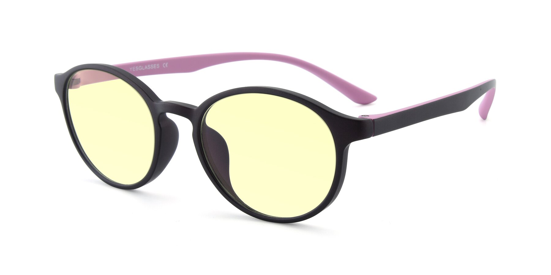 Angle of R+009N in Matte Coffee-Pink with Light Yellow Tinted Lenses