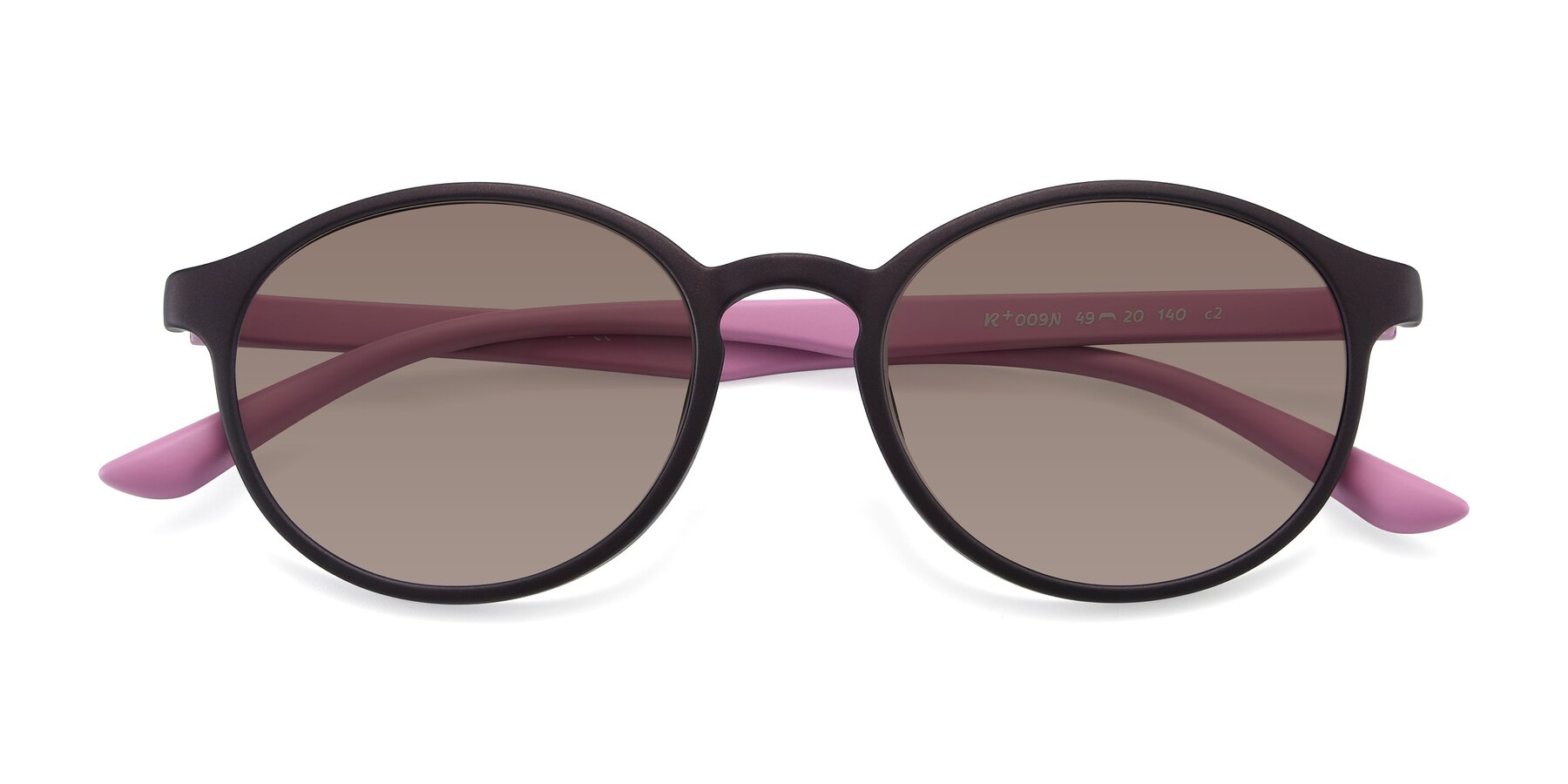 Folded Front of R+009N in Matte Coffee-Pink with Medium Brown Tinted Lenses