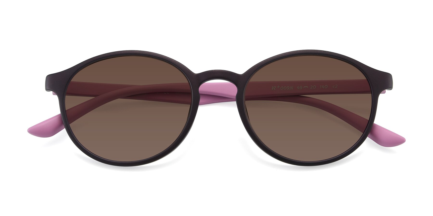 Folded Front of R+009N in Matte Coffee-Pink with Brown Tinted Lenses
