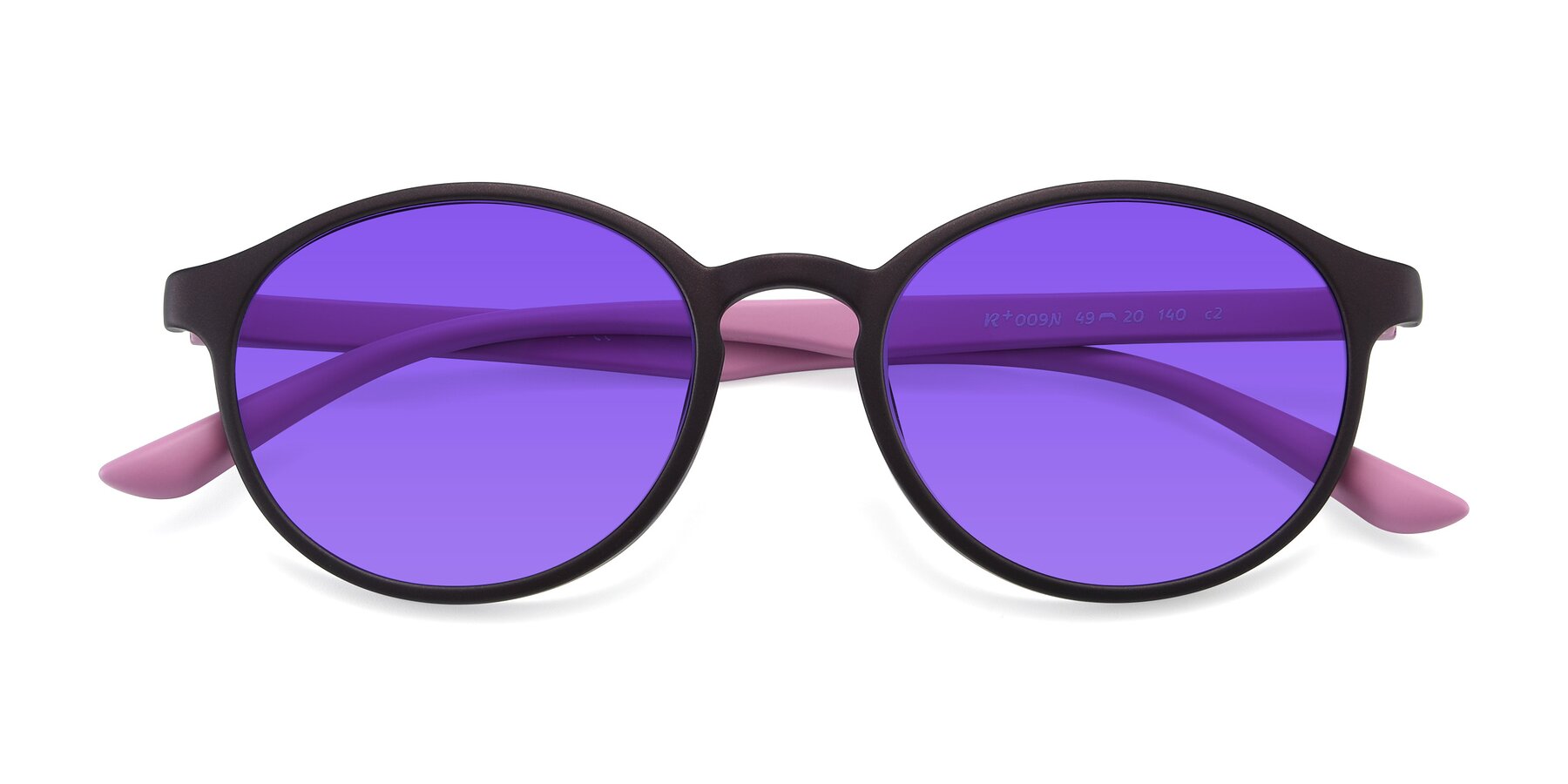 Folded Front of R+009N in Matte Coffee-Pink with Purple Tinted Lenses