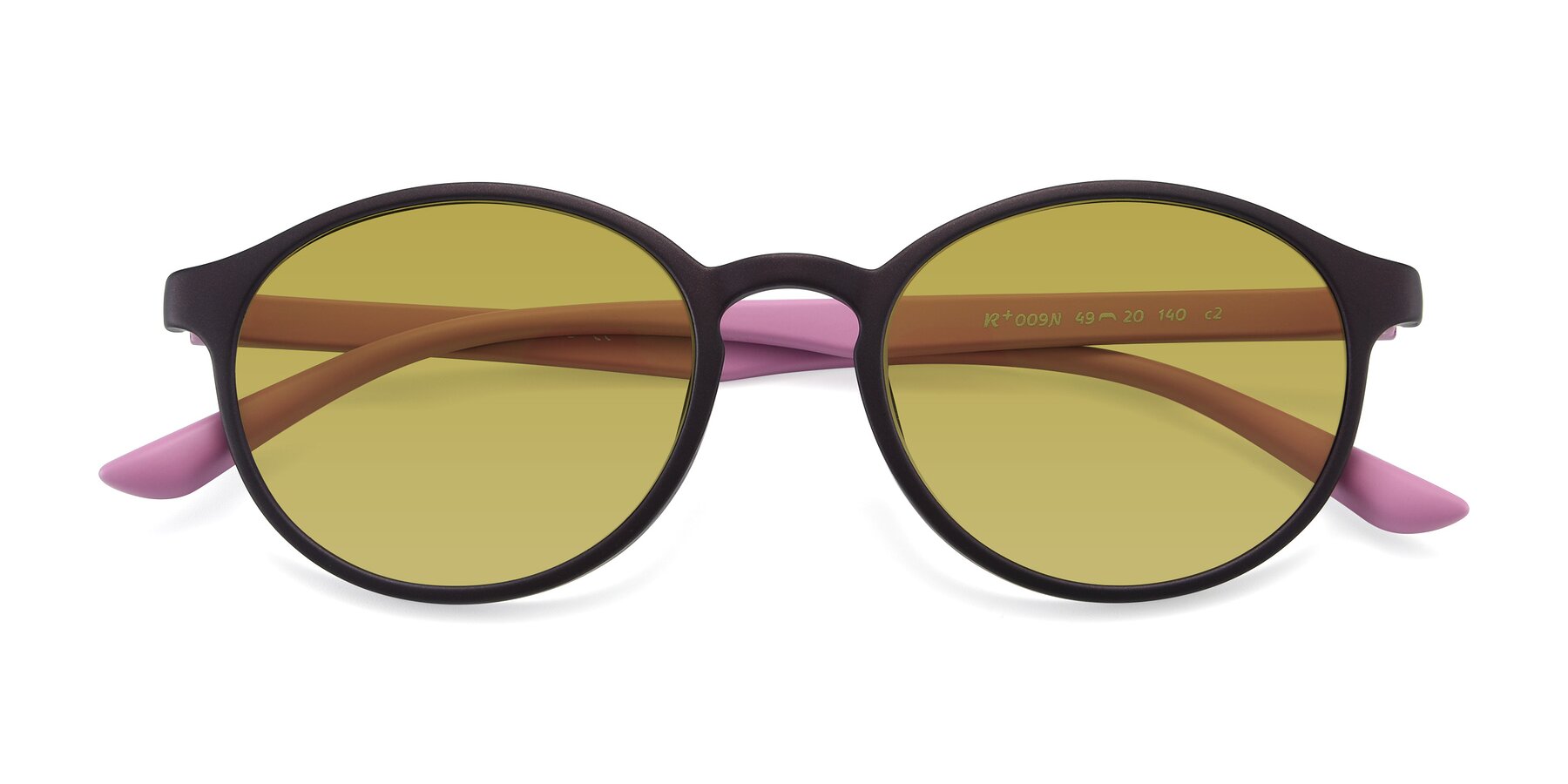 Folded Front of R+009N in Matte Coffee-Pink with Champagne Tinted Lenses