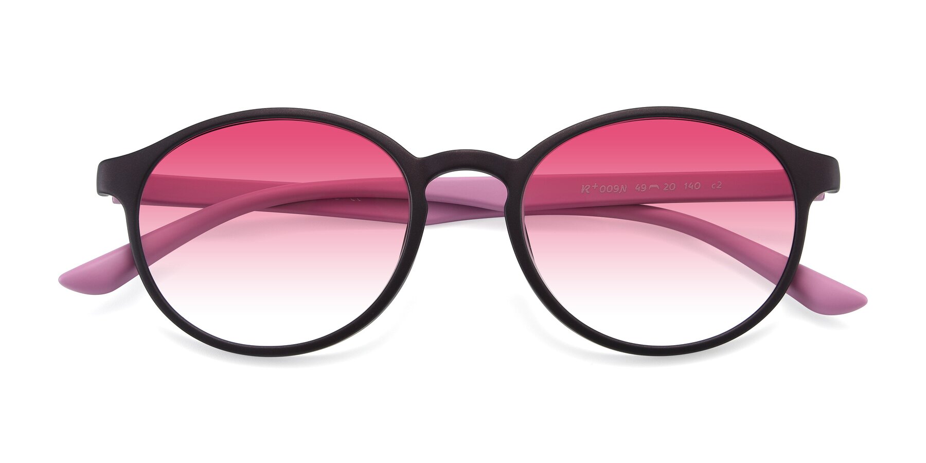 Folded Front of R+009N in Matte Coffee-Pink with Pink Gradient Lenses