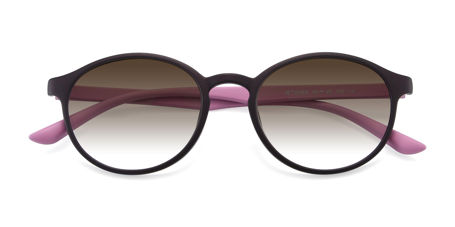 Folded Front of R+009N in Matte Coffee-Pink with Brown Gradient Lenses