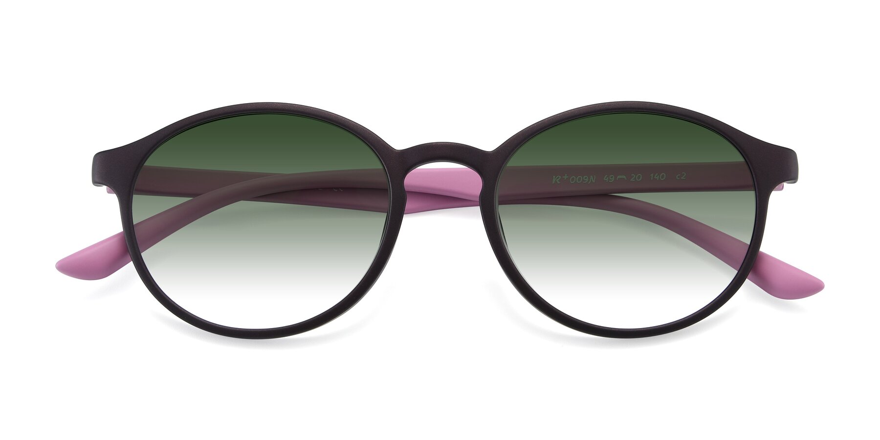 Folded Front of R+009N in Matte Coffee-Pink with Green Gradient Lenses