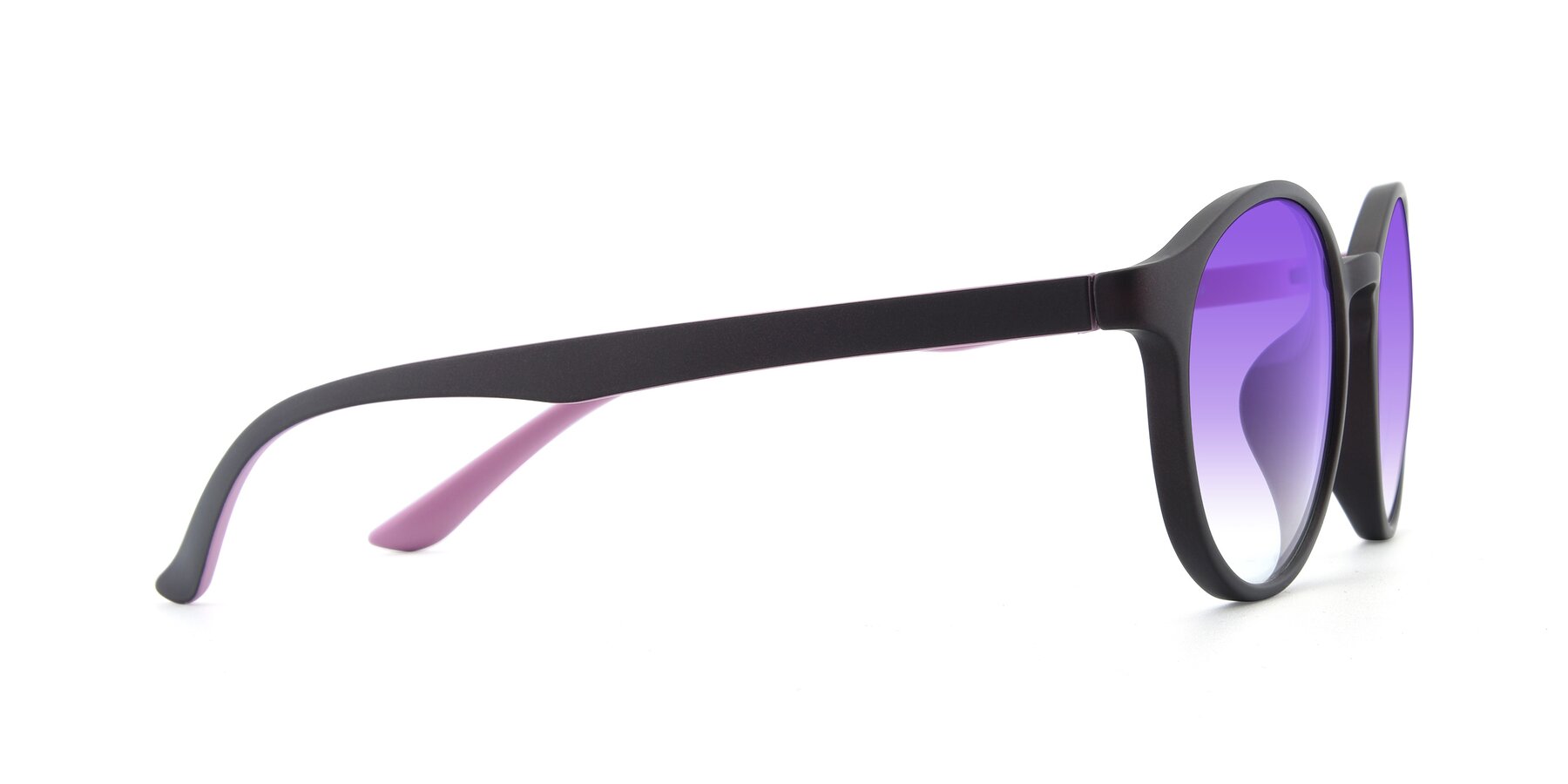 Side of R+009N in Matte Coffee-Pink with Purple Gradient Lenses