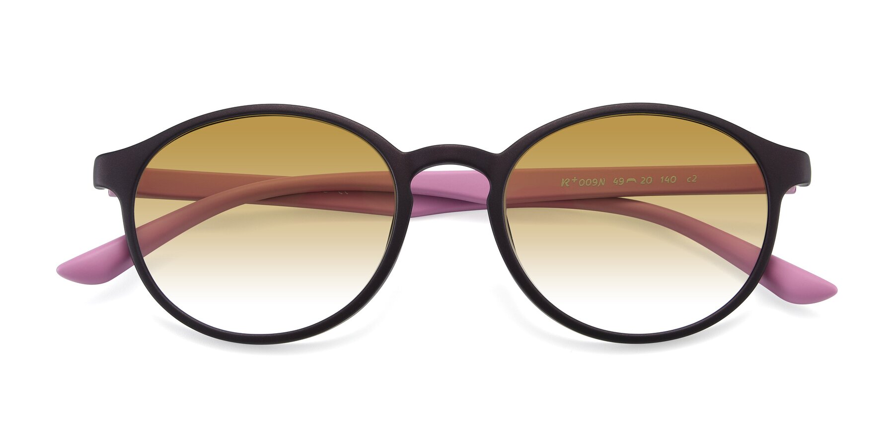 Folded Front of R+009N in Matte Coffee-Pink with Champagne Gradient Lenses