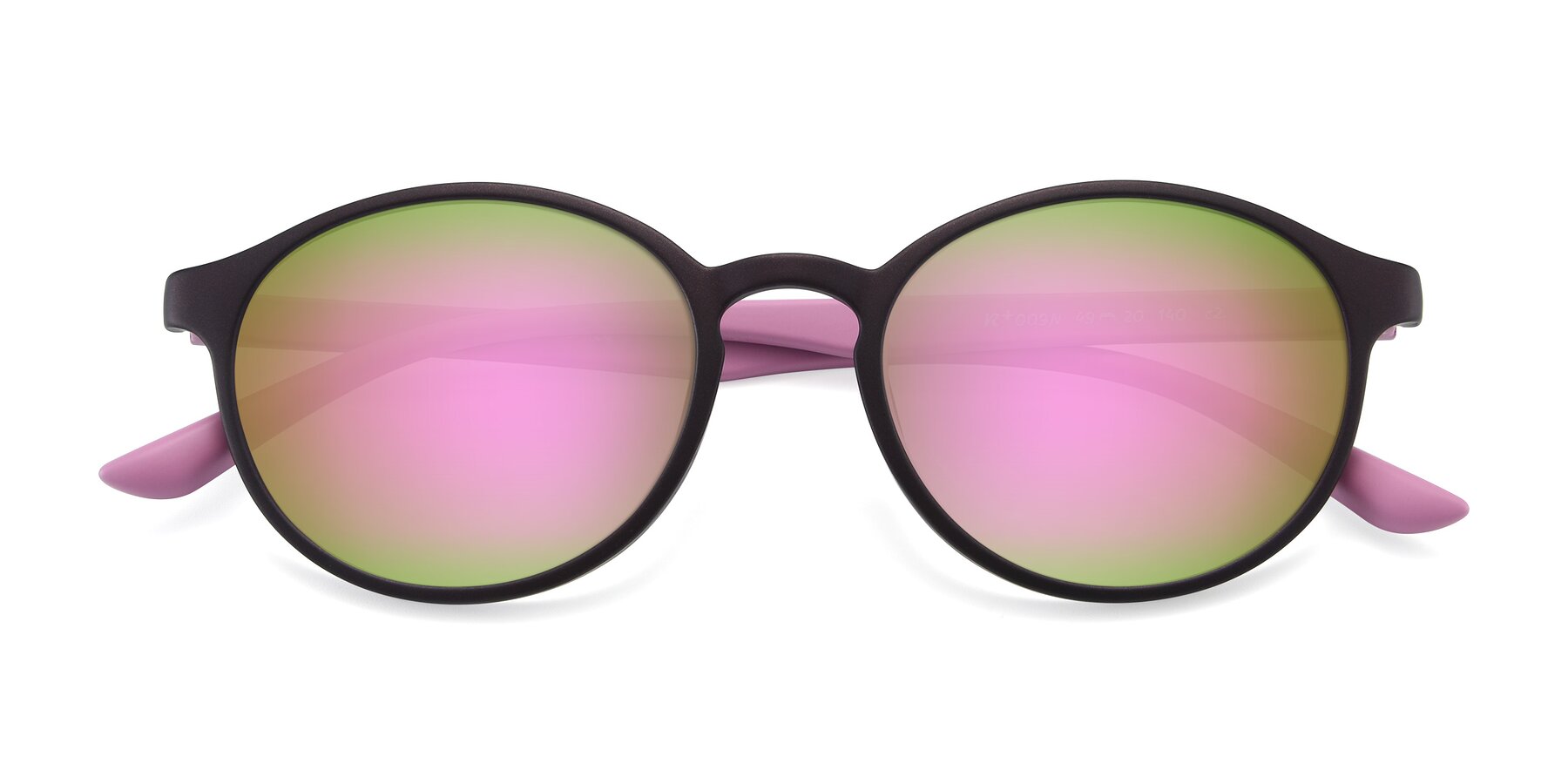 Folded Front of R+009N in Matte Coffee-Pink with Pink Mirrored Lenses