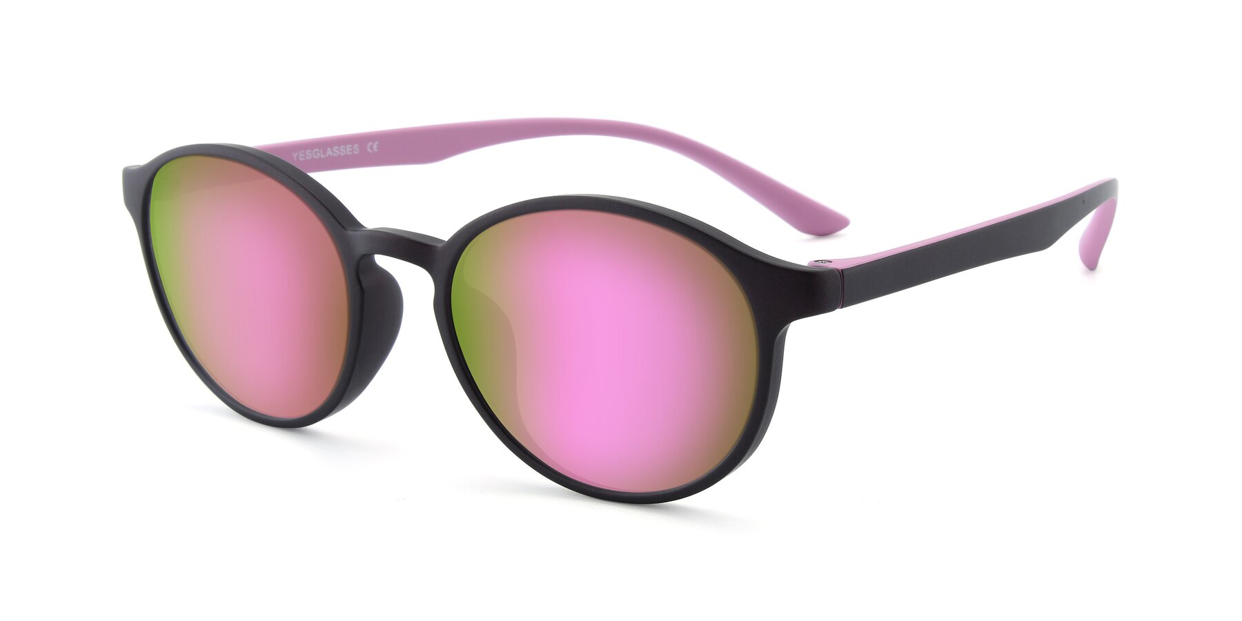 Angle of R+009N in Matte Coffee-Pink with Pink Mirrored Lenses