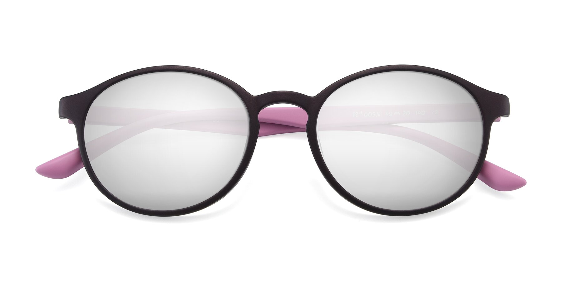 Folded Front of R+009N in Matte Coffee-Pink with Silver Mirrored Lenses