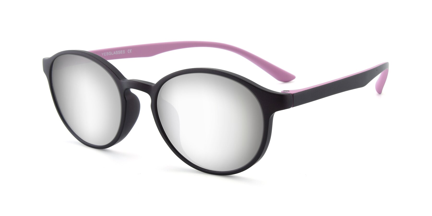 Angle of R+009N in Matte Coffee-Pink with Silver Mirrored Lenses