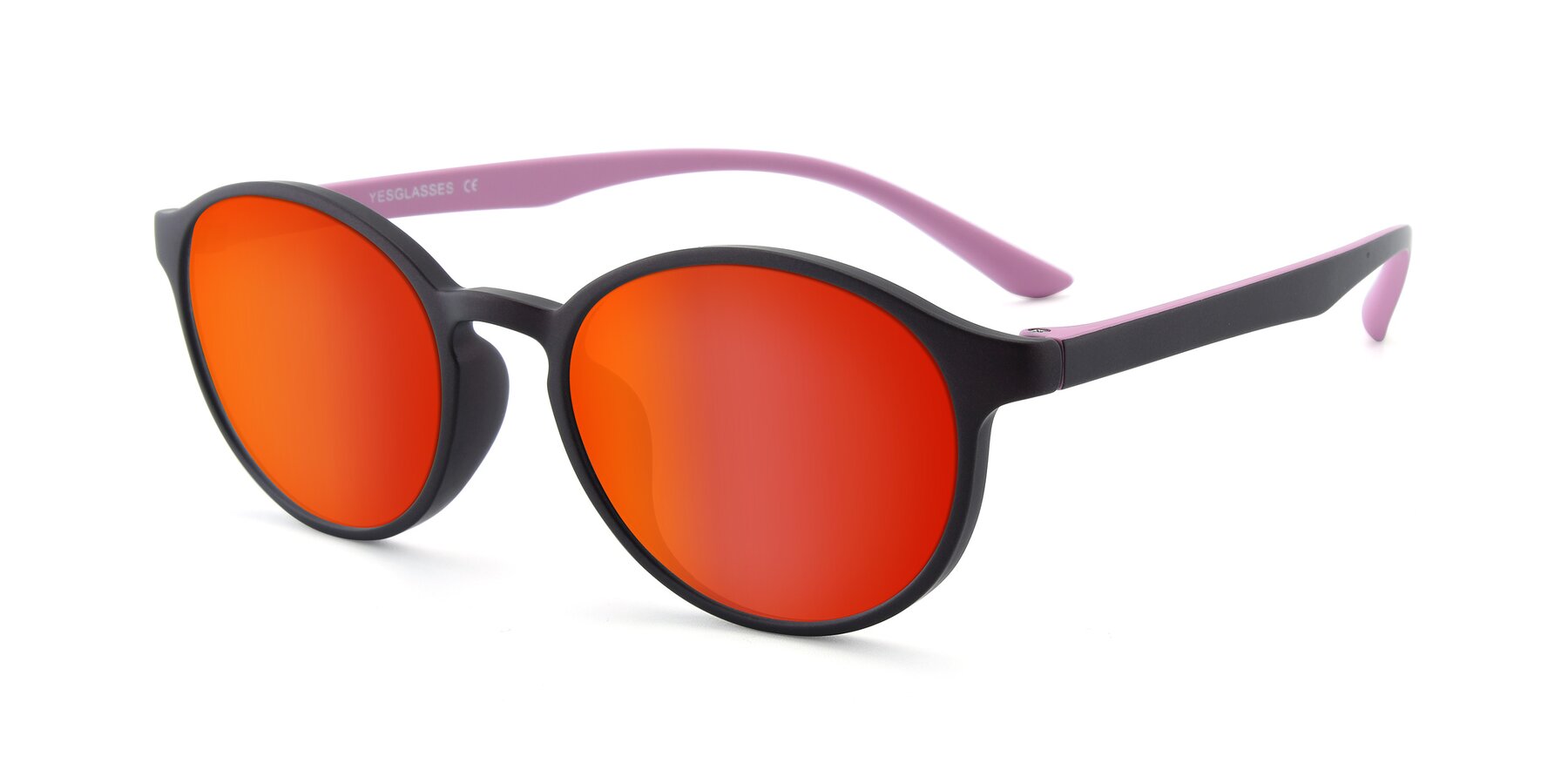 Angle of R+009N in Matte Coffee-Pink with Red Gold Mirrored Lenses