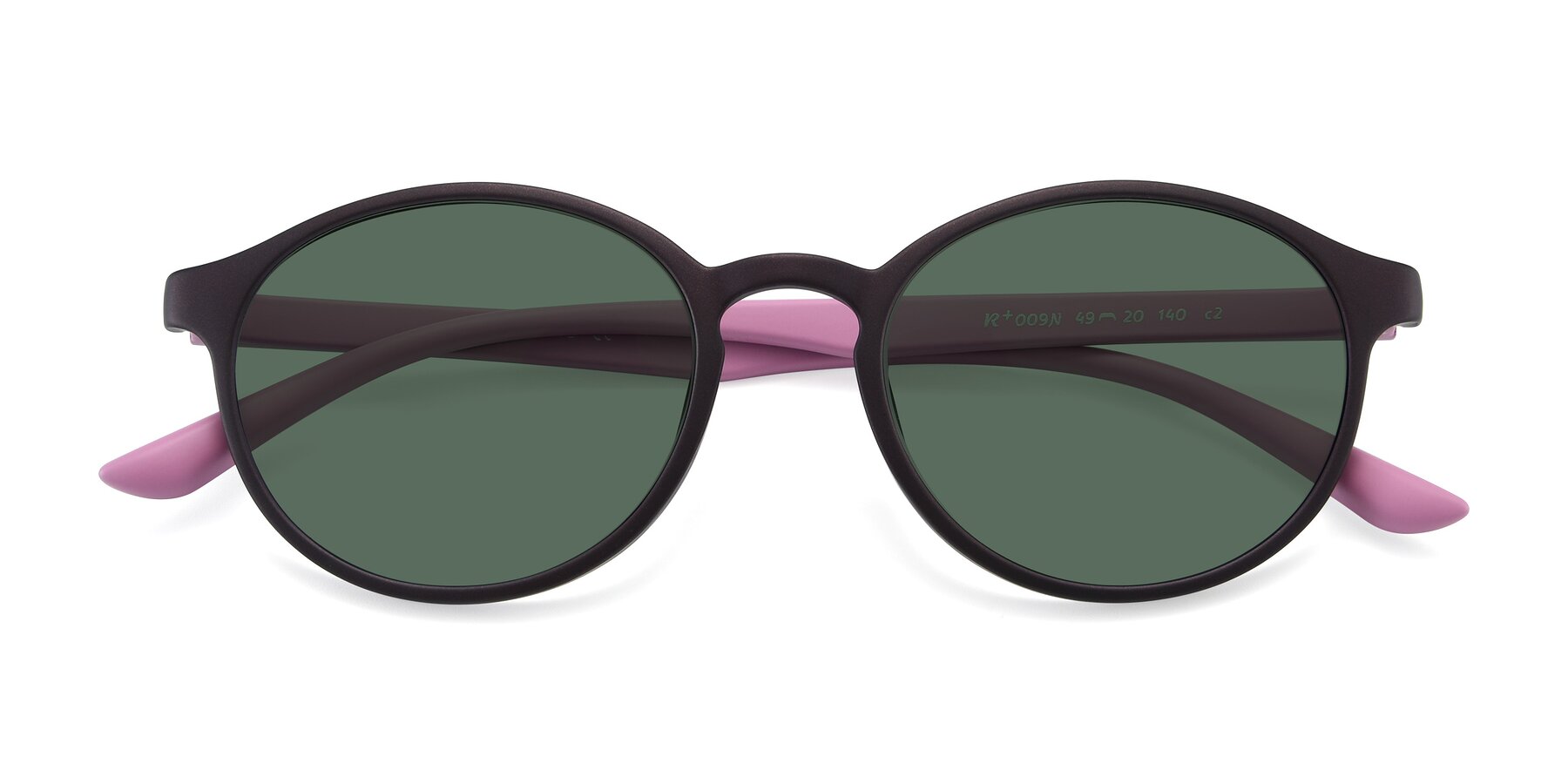 Folded Front of R+009N in Matte Coffee-Pink with Green Polarized Lenses