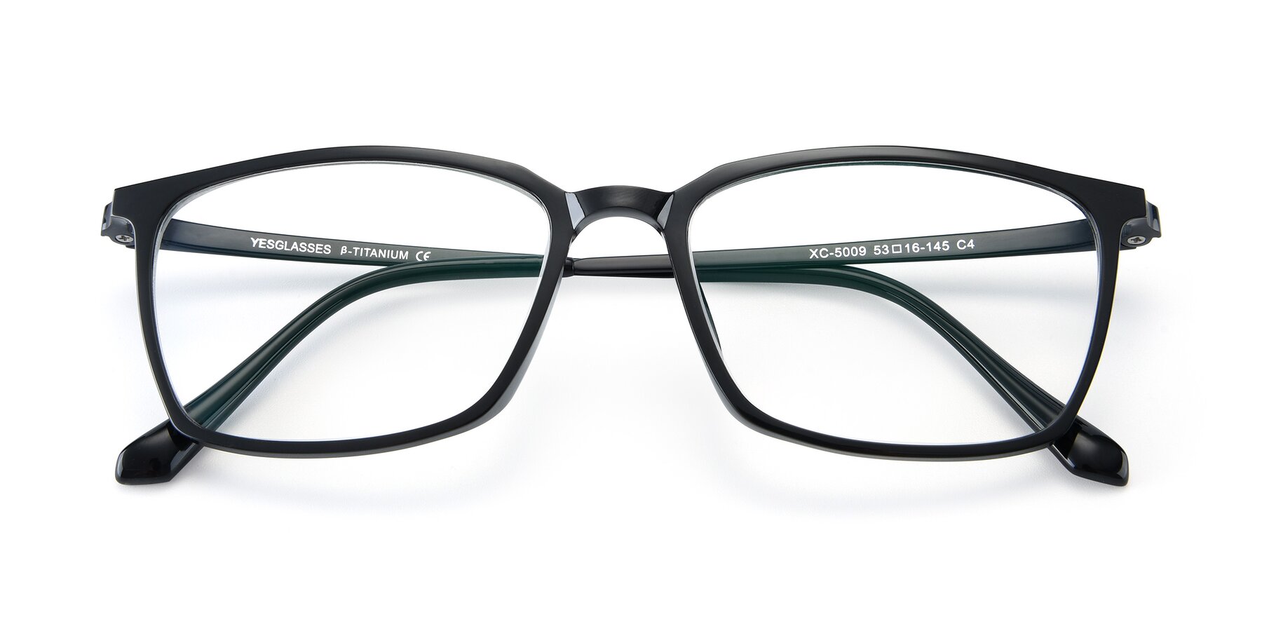 Folded Front of XC-5009 in Black with Clear Eyeglass Lenses