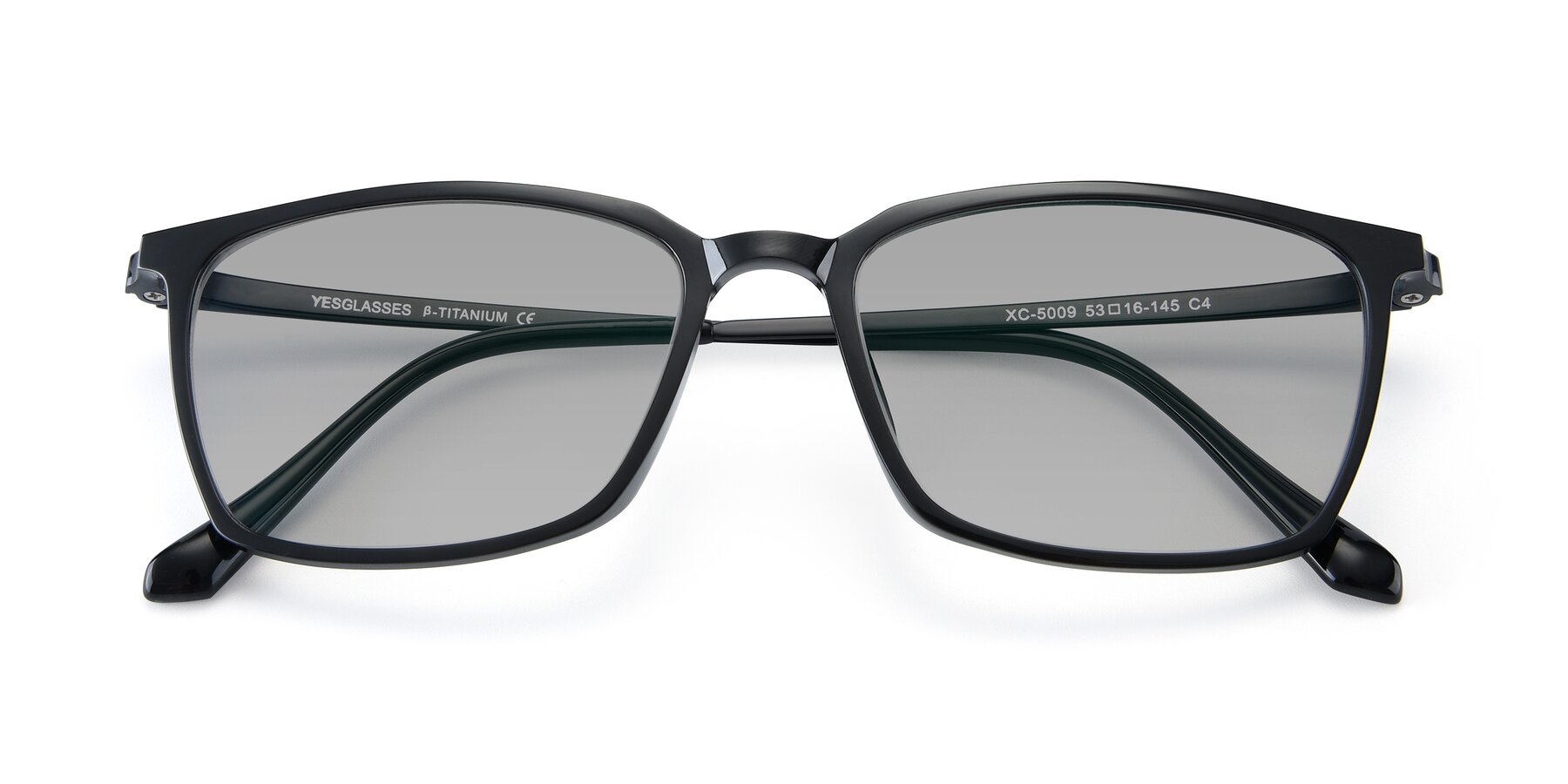 Folded Front of XC-5009 in Black with Light Gray Tinted Lenses