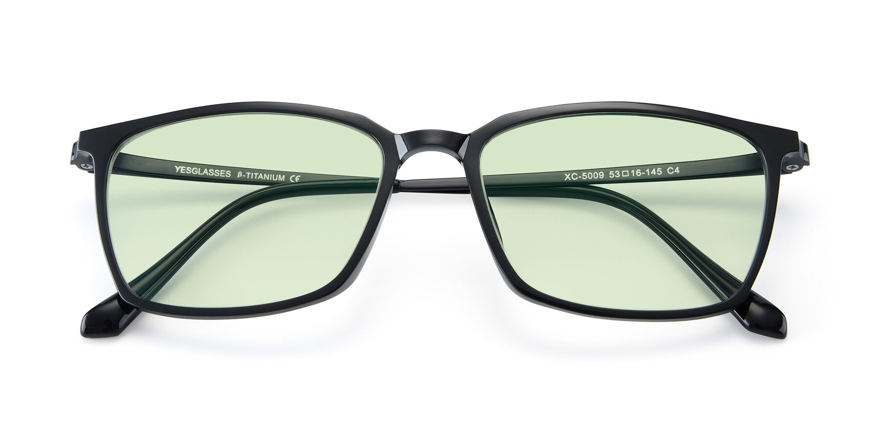 Folded Front of XC-5009 in Black with Light Green Tinted Lenses