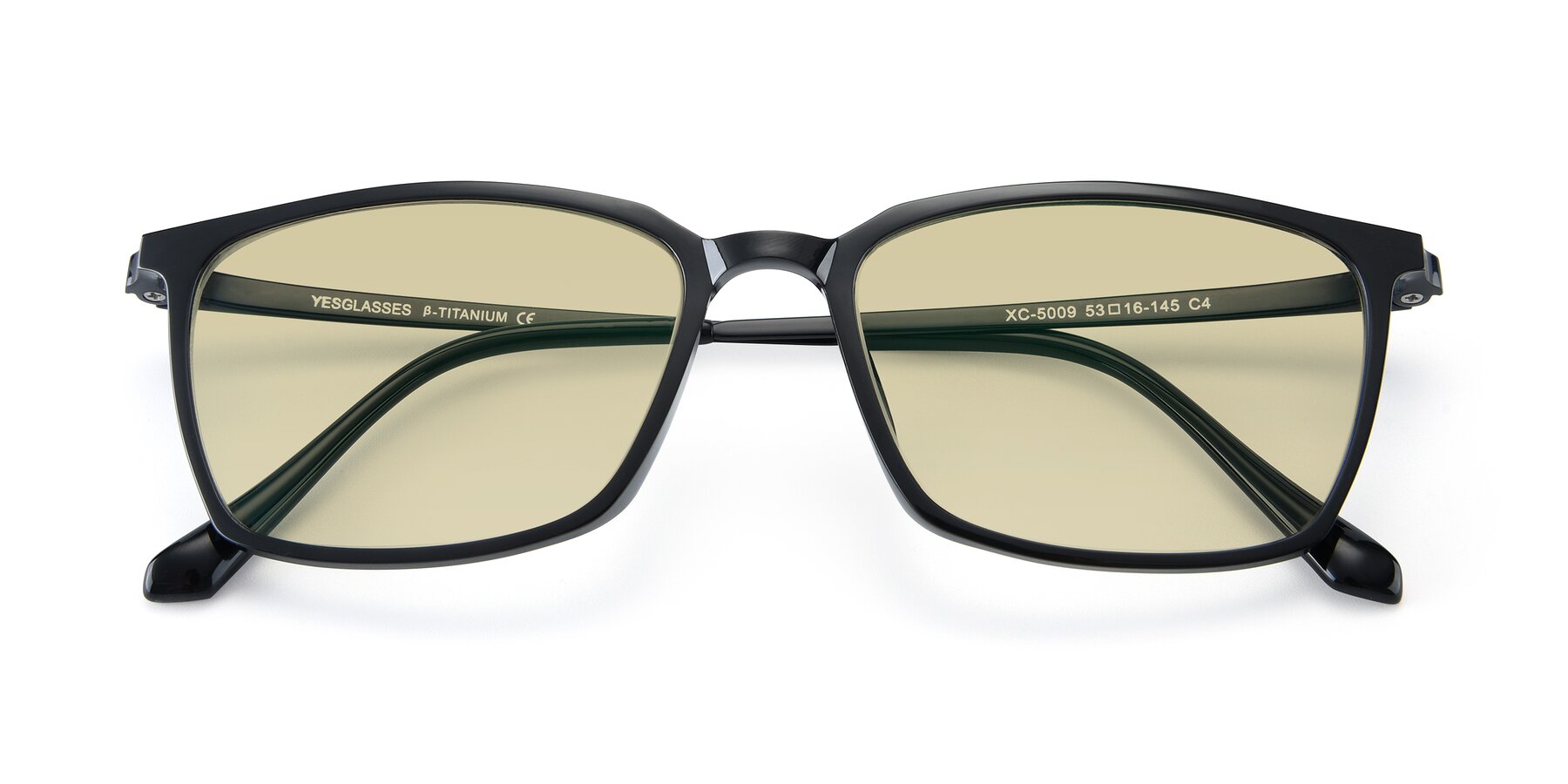 Folded Front of XC-5009 in Black with Light Champagne Tinted Lenses