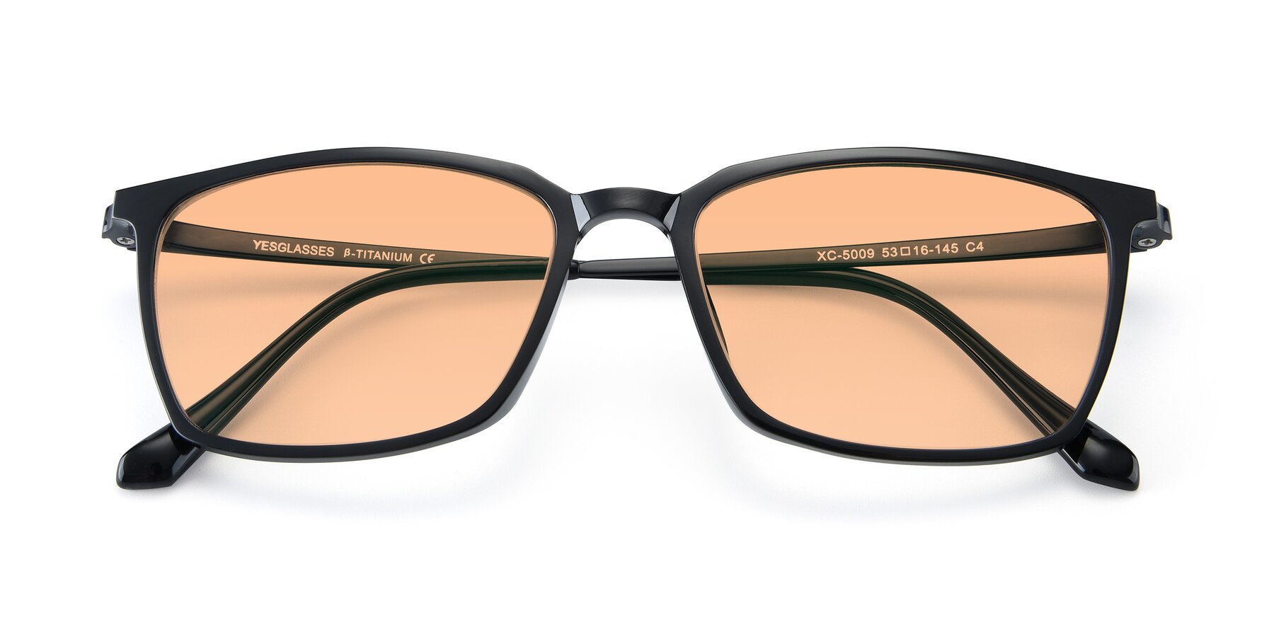 Folded Front of XC-5009 in Black with Light Orange Tinted Lenses