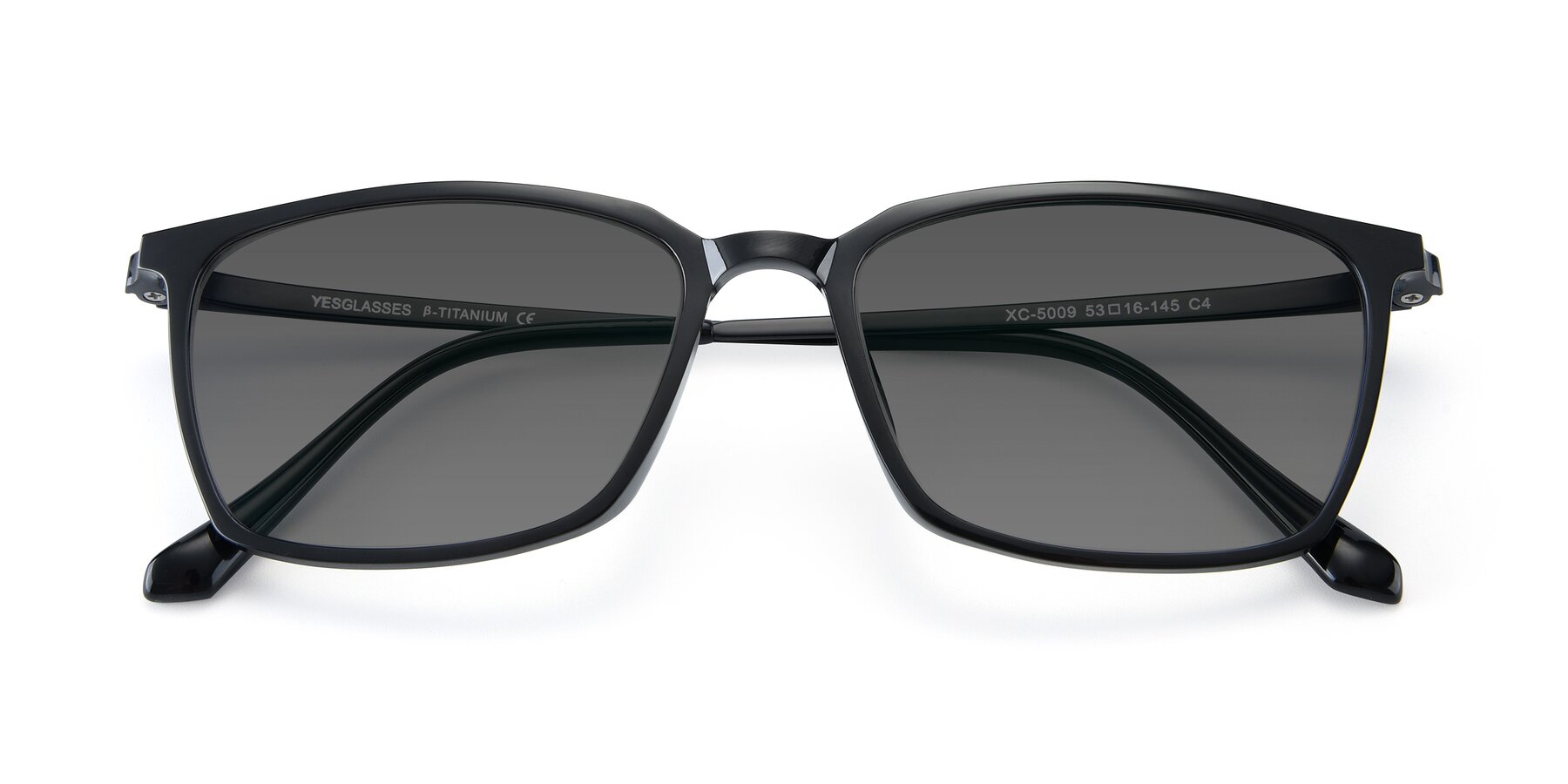 Folded Front of XC-5009 in Black with Medium Gray Tinted Lenses