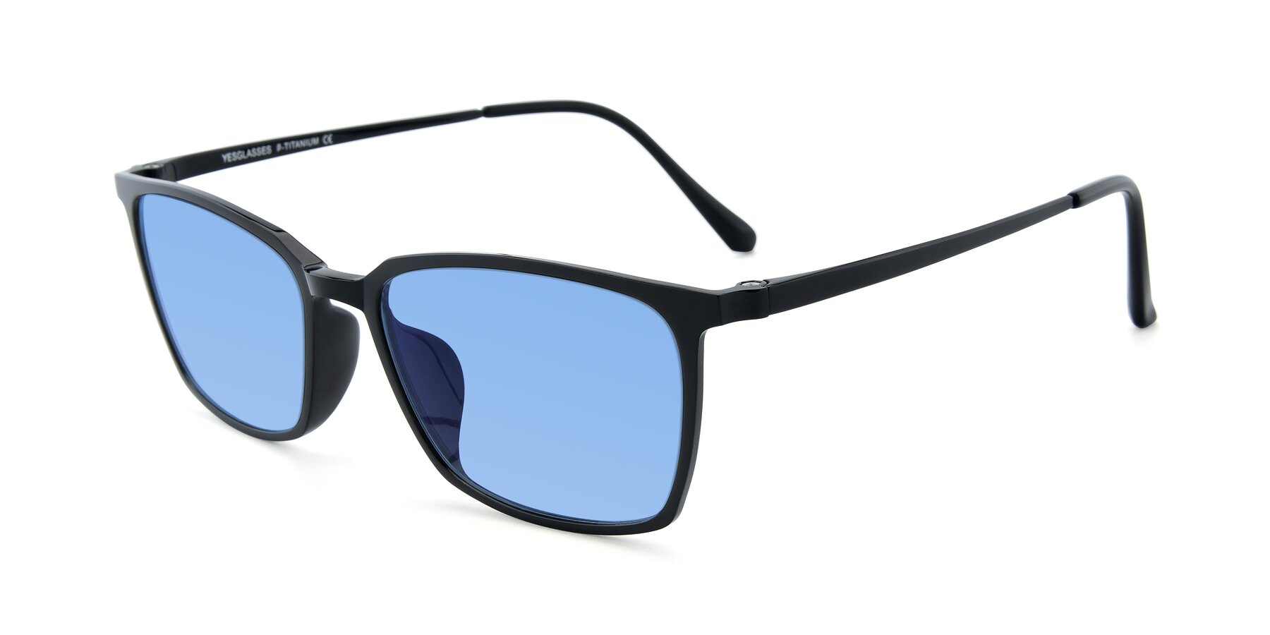 Angle of XC-5009 in Black with Medium Blue Tinted Lenses