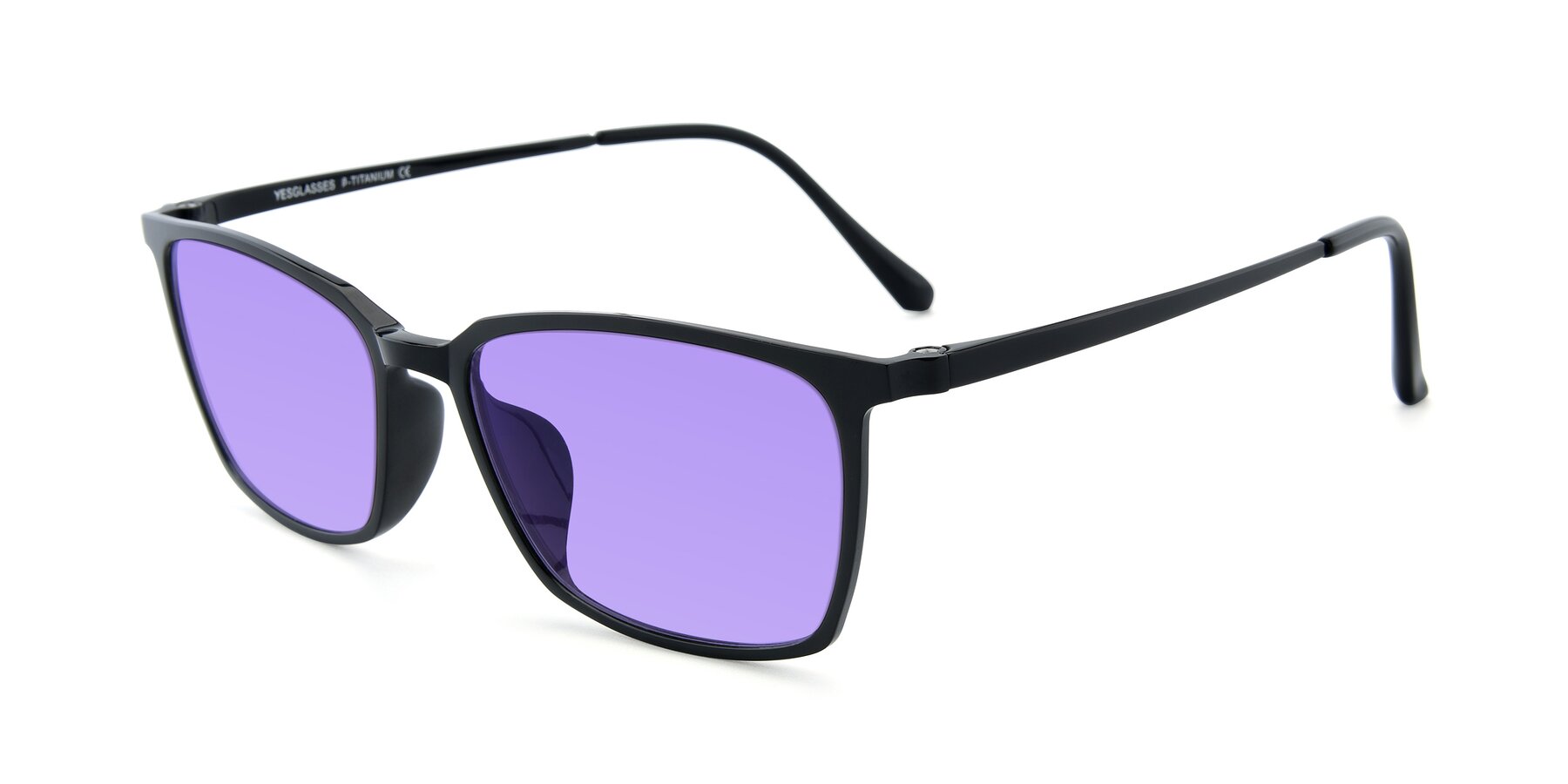 Angle of XC-5009 in Black with Medium Purple Tinted Lenses