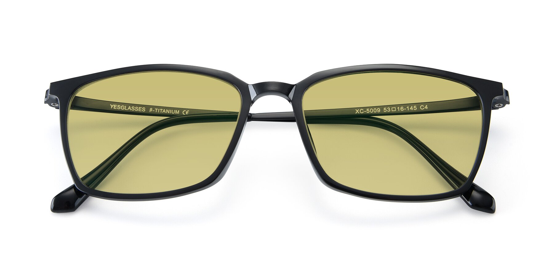 Folded Front of XC-5009 in Black with Medium Champagne Tinted Lenses