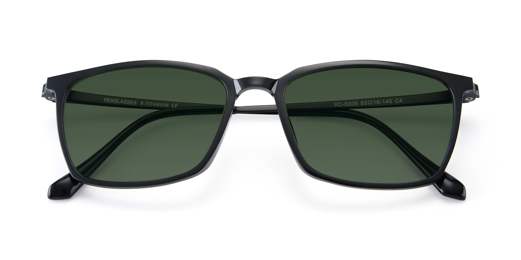 Folded Front of XC-5009 in Black with Green Tinted Lenses