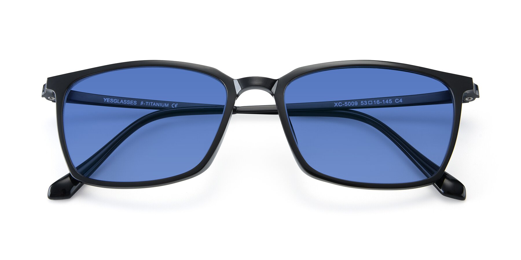 Folded Front of XC-5009 in Black with Blue Tinted Lenses