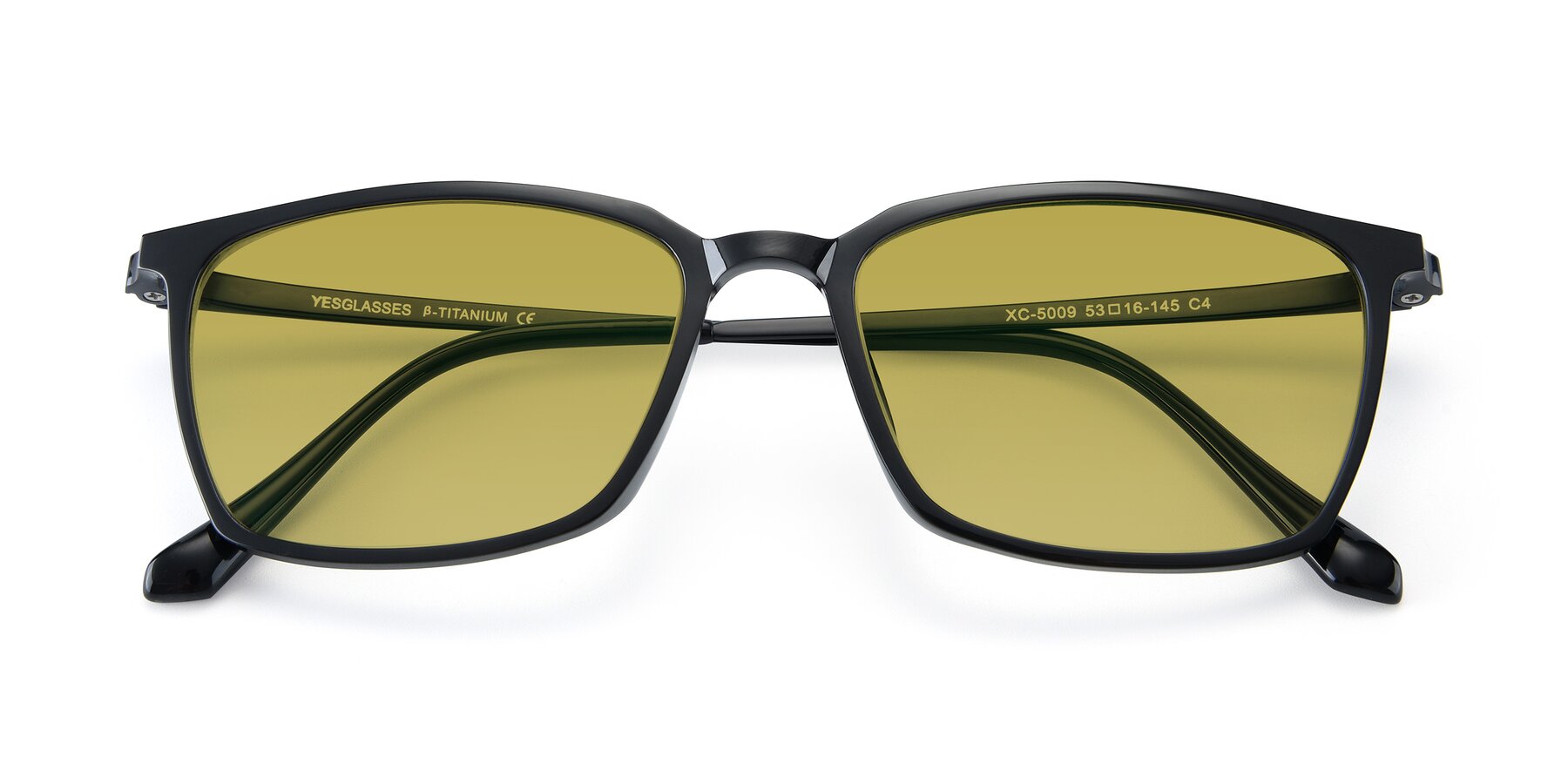 Folded Front of XC-5009 in Black with Champagne Tinted Lenses
